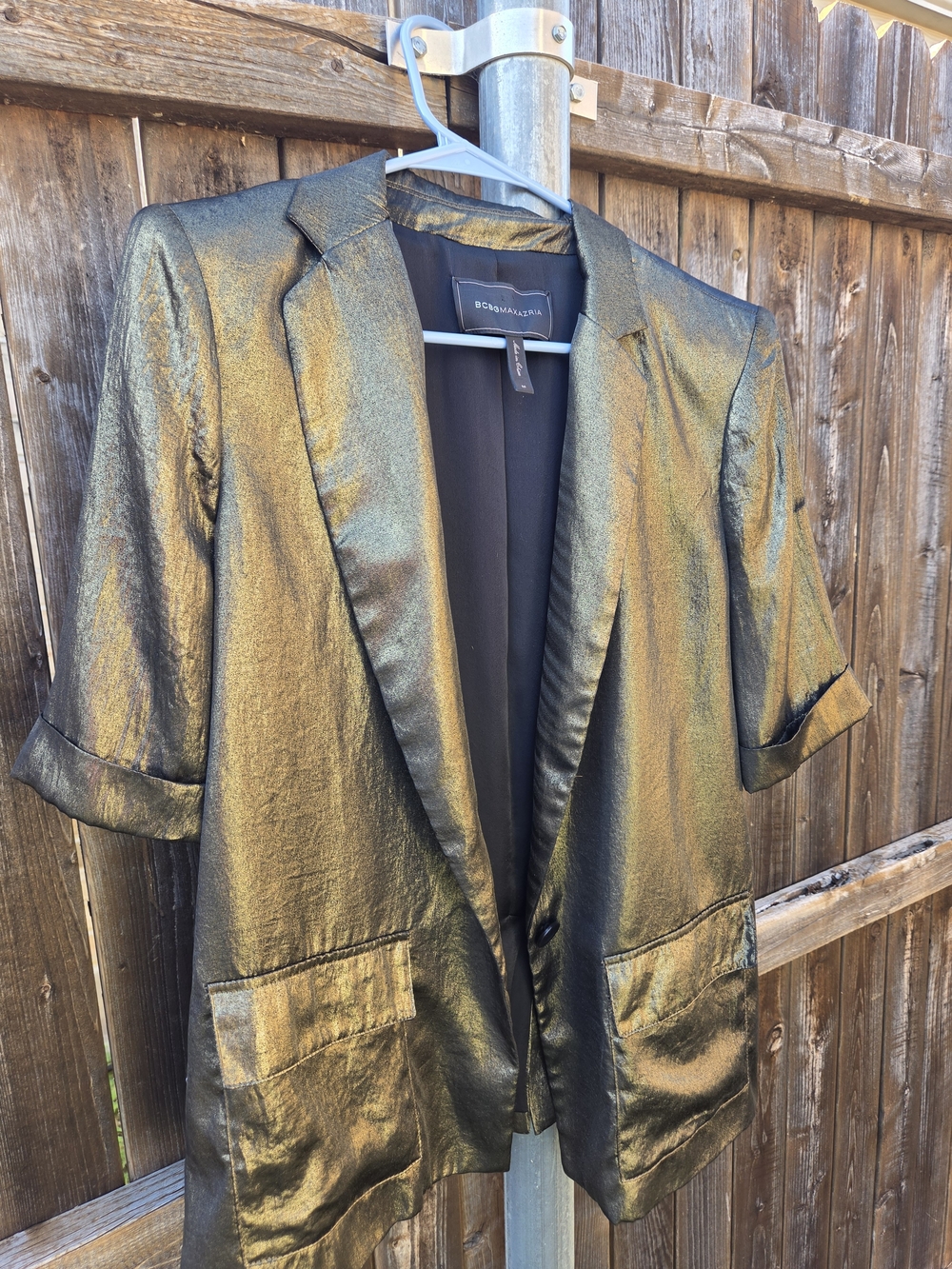 BCBGMAXAZRIA Metallic Gold and Black Blazer Jacket